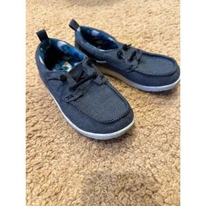 Kids Cat & Jack Gray Chambray Boat Shoes Slip On Loafers Size 12 Preppy Fleece